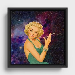 Cig Lady in Space Framed Canvas