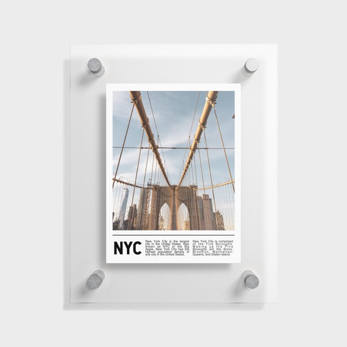 New York City | Brooklyn Bridge | Travel Photography Minimalism Floating Acrylic Print