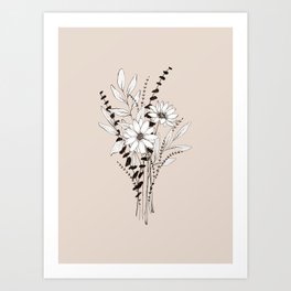 Wildflowers and Eucalyptus on Neutral Art Print