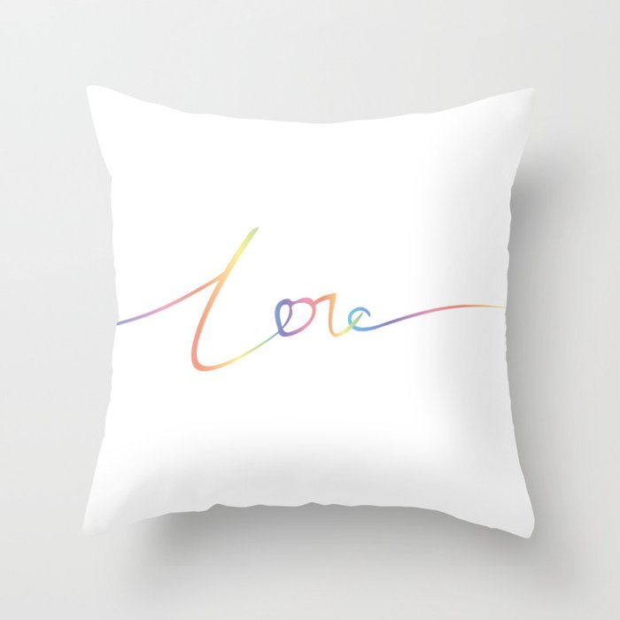 Print "Love" in rainbow gradient Throw Pillow