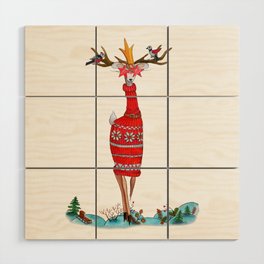 Fashion Christmas Deer 8 Wood Wall Art