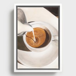Morning Coffee Watercolor Painting Framed Canvas