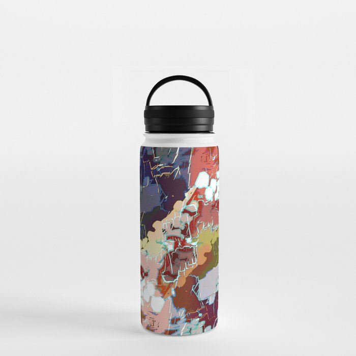Modern, abstract pattern, white, colorful Water Bottle