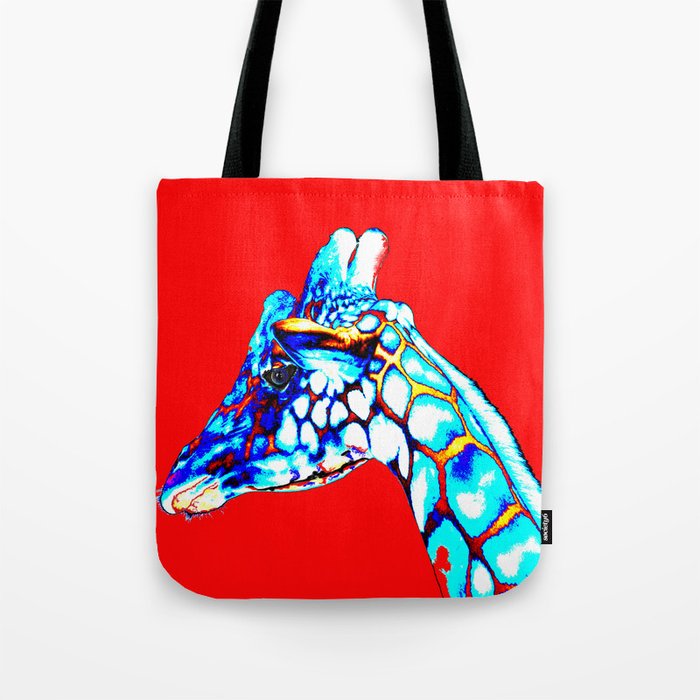 Colorful Giraffe Red (Left facing) Tote Bag
