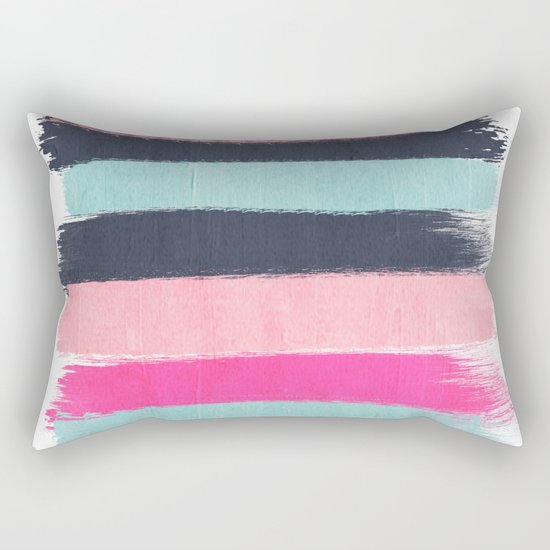 Miri - abstract stripes painterly brushstrokes minimal office dorm or college girly art decor Rectangular Pillow