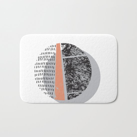 Abstract circles in peach and black Bath Mat