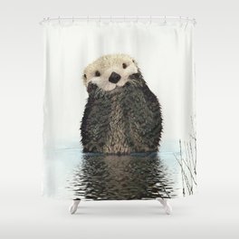 Painted Otter Reflections Shower Curtain