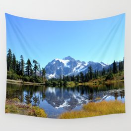 Mount Shuksan reflected on Picture Lake Wall Tapestry