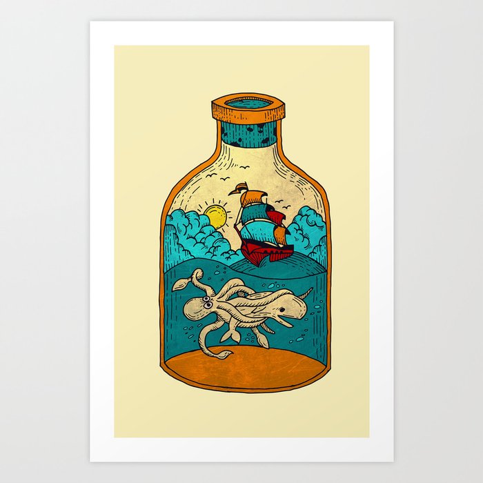 Octopus Vs Whale Art Print by Kiryadi | Society6