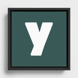 y (White & Dark Green Letter) Framed Canvas