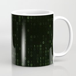 Green background of matrix with binary code Mug