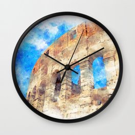 part of the Colosseum, Rome, Italy, summer Wall Clock