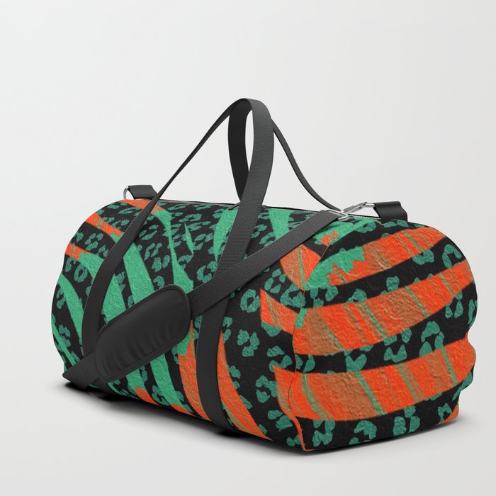 Sparks of Joy red and turquoise contemporary abstract Duffle Bag