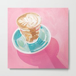 Pink Coffee Cup Painting Metal Print