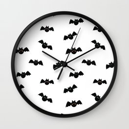 Black and White Halloween Bat Pattern  Wall Clock