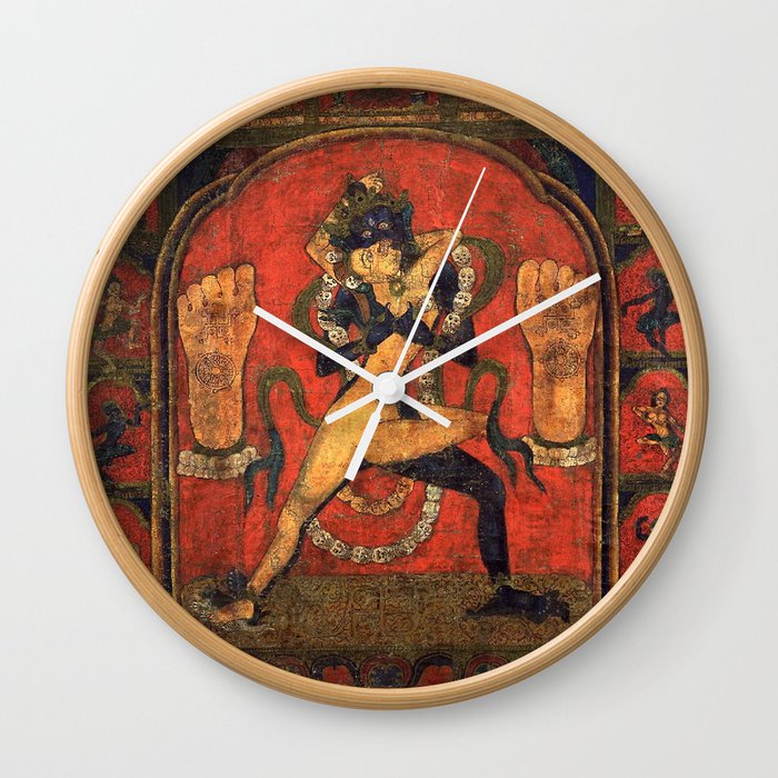 Tibetan Himalayan Bon Deity Thangka Wall Clock