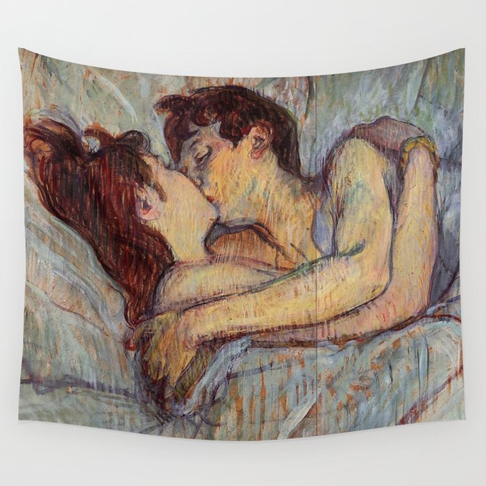 IN BED, THE KISS - HENRI DE TOULOUSE LAUTREC Wall Tapestry