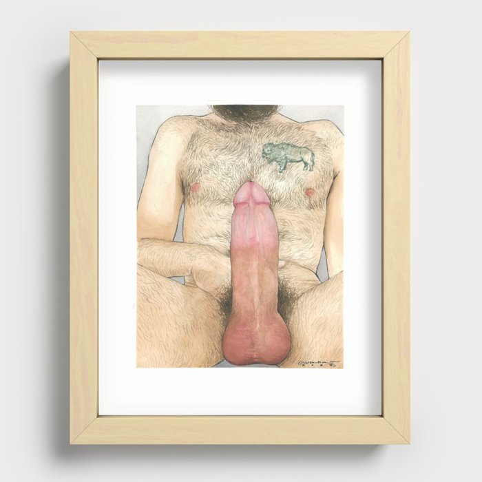 Male Nude Watercolor Recessed Framed Print
