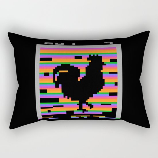 Chinese Zodiac Rooster Design Retro 8-Bit Computer Game Rectangular Pillow