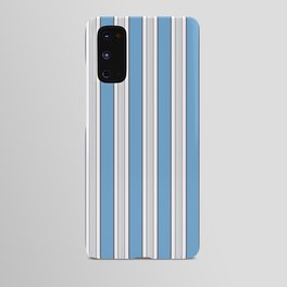 Vintage Cabana Stripe Blue And Charcoal Gray On White Retro Boho Aesthetic Android Case