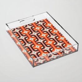 Mid century squares pattern brown and blush  Acrylic Tray