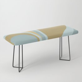 Retro Groovy Abstract Design in Aqua and Gold Bench