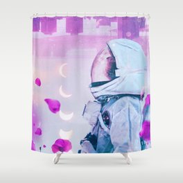 Astronaut into the Flowers Shower Curtain
