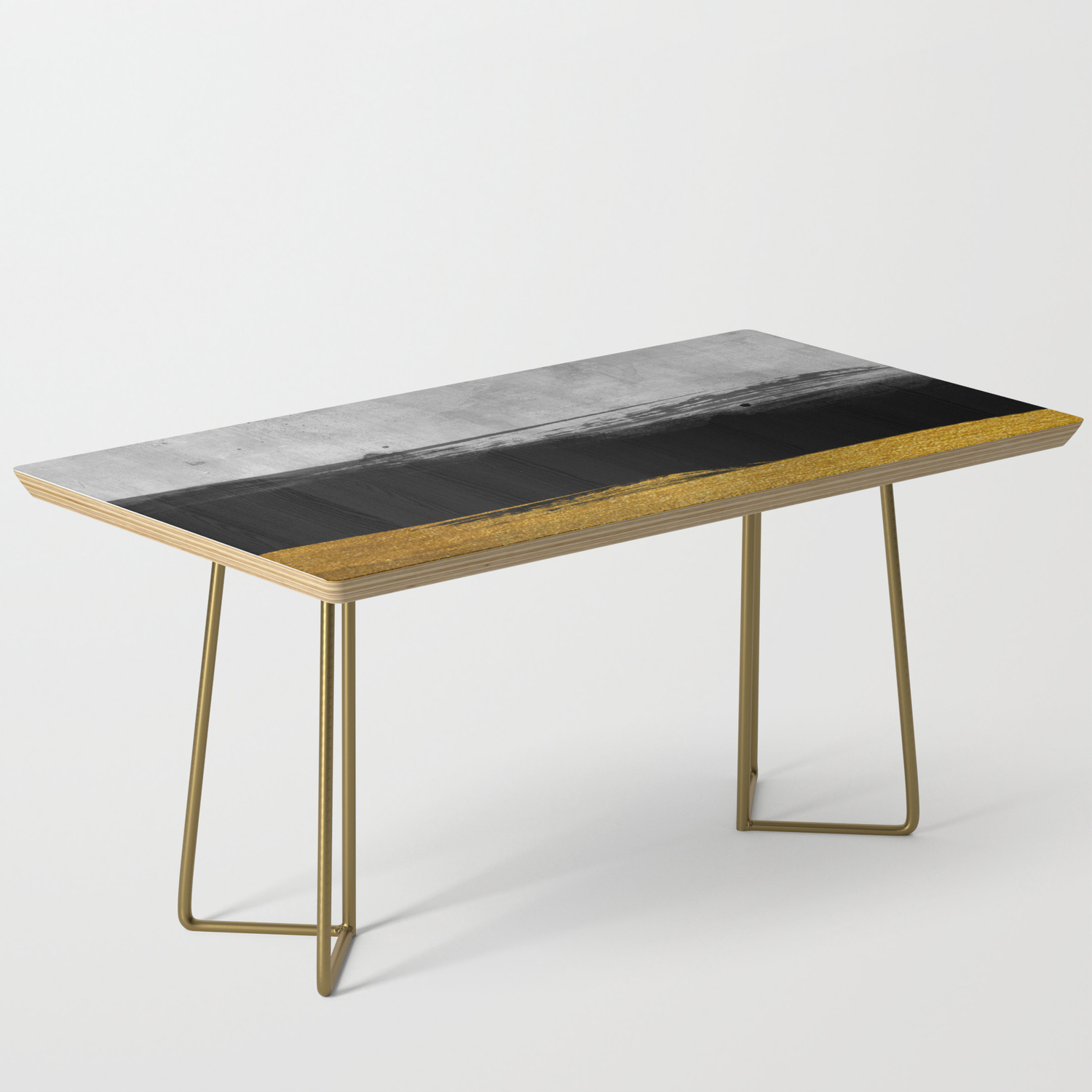 Black And Gold Grunge Stripes On Modern Grey Concrete Abstract