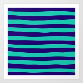 Navy Blue & Teal Stripes Pattern  Art Print | Unevenlines, Coolcolors, Tealunevenlines, Unevenstripes, Pattern, Wallart, Pop Art, Scrapbookingart, Tealpattern, Tealstripes 