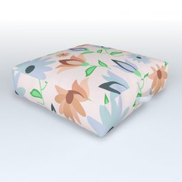 Cute flower elements semless pattern on linen color background! Outdoor Floor Cushion