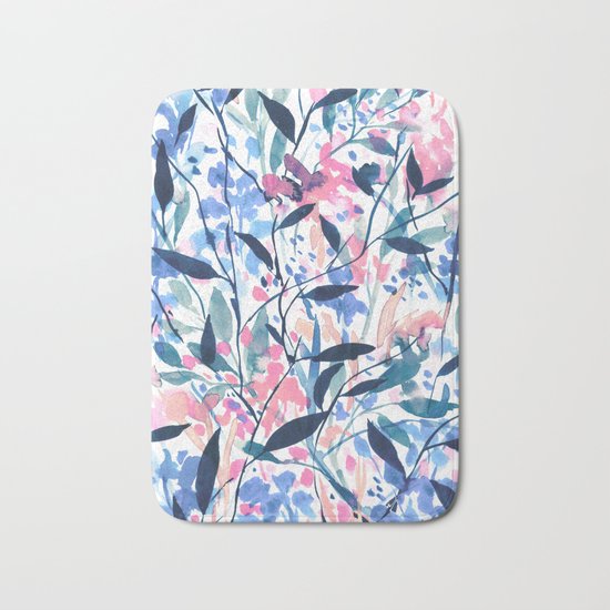Wandering Wildflowers Blue Bath Mat