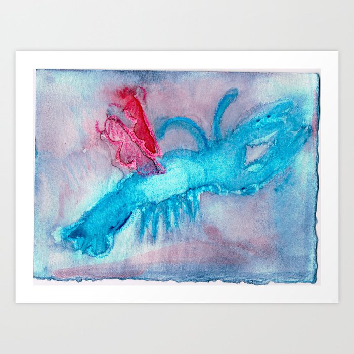 Cerulean Shrimp Flying Art Print