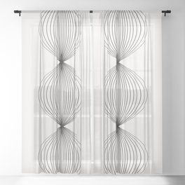 Geometric Orb Row - Black Sheer Curtain