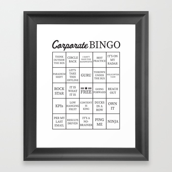 Corporate Jargon Buzzword Bingo Card Framed Art Print