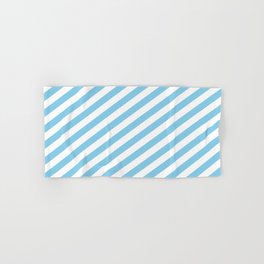 [ Thumbnail: Sky Blue and White Colored Lined Pattern Hand & Bath Towel ]