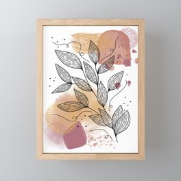 Pastel peach lineart Framed Mini Art Print