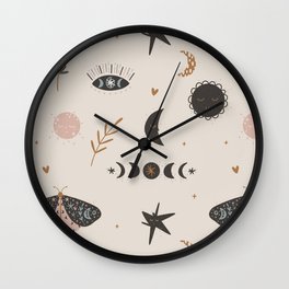Moth illustration pattern Wall Clock