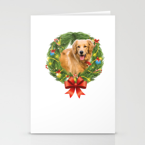 Golden Retriever Christmas Wreath Dog Lovers Stationery Cards By Bubltees Society6