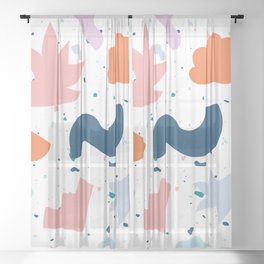 Abstract Colorful Shapes Terrazzo Sheer Curtain