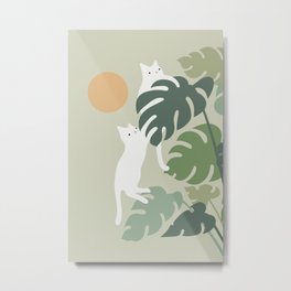 Cat and Plant 42 Metal Print | Indoorplant, Curated, Plant, Meow, Kitty, Green, Pet, Tropical, Nature, Cat 