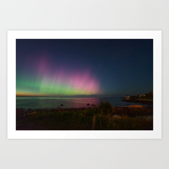 Pink Aurora at Old Garden Beach Art Print