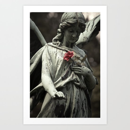 Angel with a rose Art Print