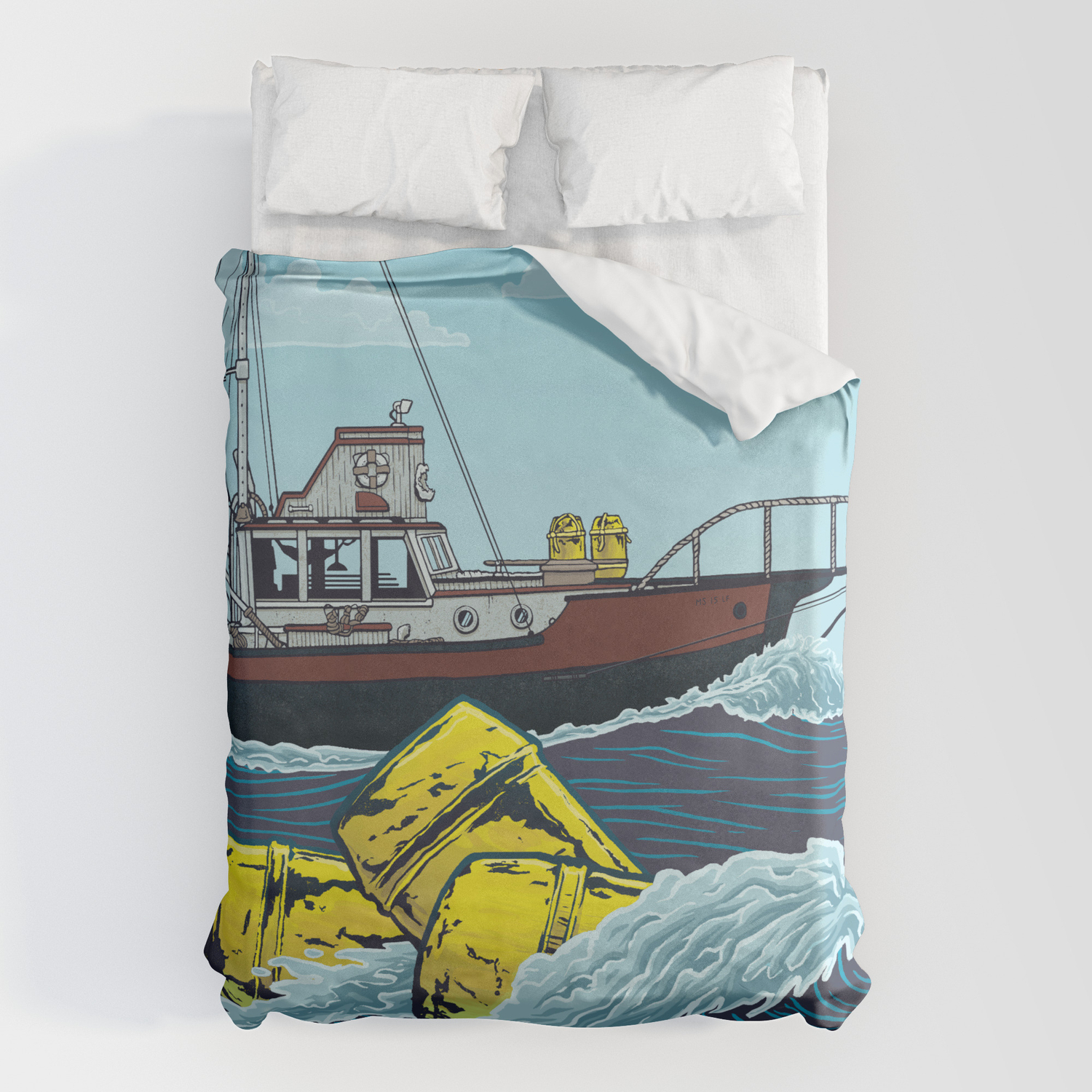Jaws Orca Ilration Duvet Cover By, Jaws Duvet Cover