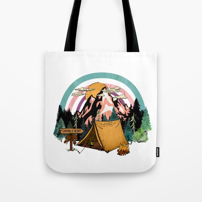 Camping tent outdoors Graphic Design Tote Bag