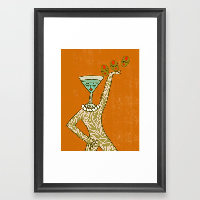 Cocktail Babe With Olives Framed Art Print