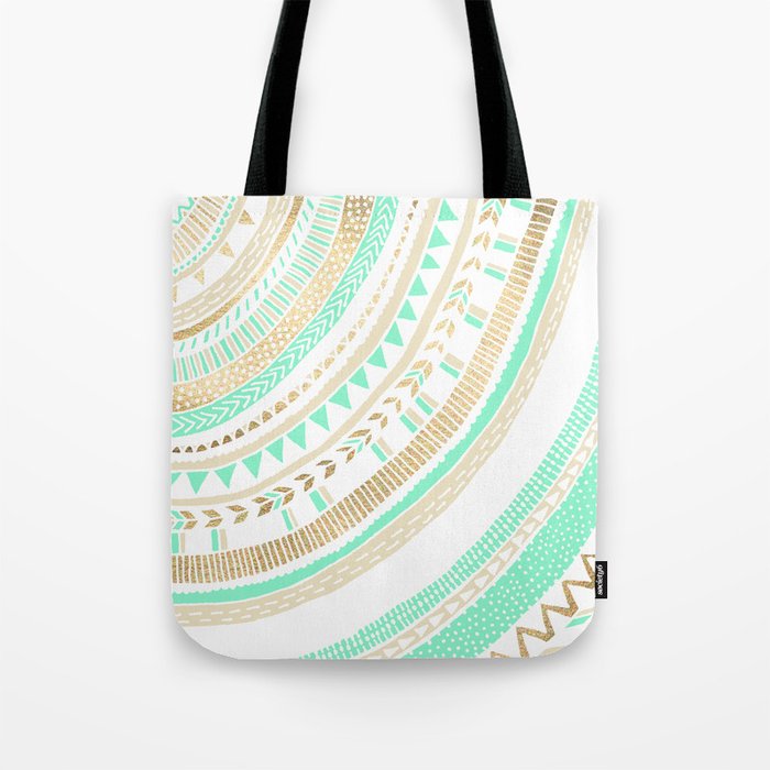 Mint + Gold Tribal Tote Bag by Tangerine-Tane | Society6