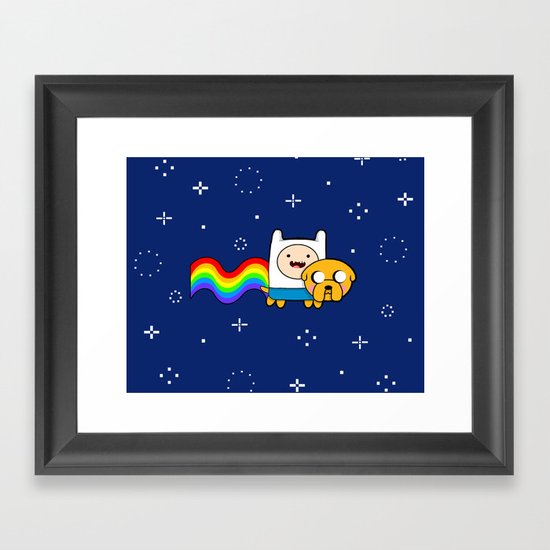 Nyan Time: Adventure Time plus Nyan Cat Framed Art Print