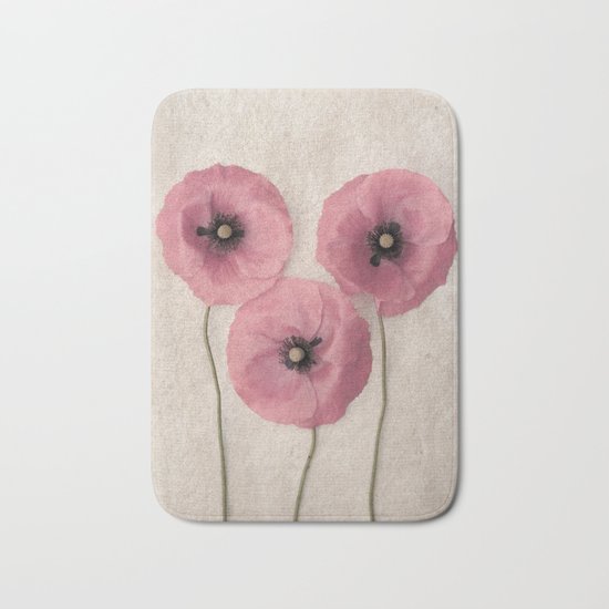 Three Pink Poppies Bath Mat
