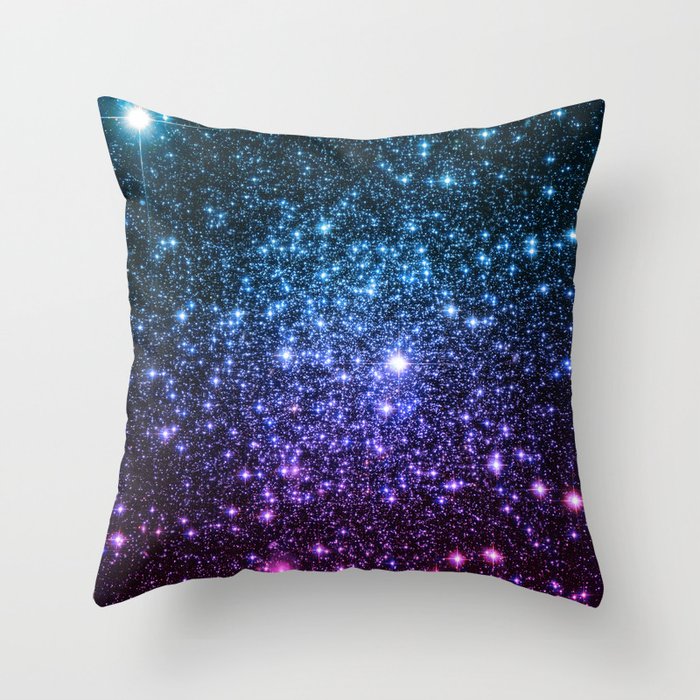 Galaxy Stars : Teal Violet Pink Ombre Throw Pillow