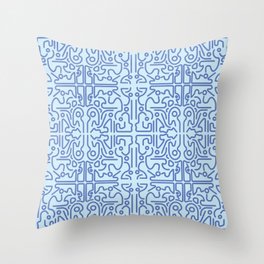 Blue Costal Modern Chinoiserie Throw Pillow